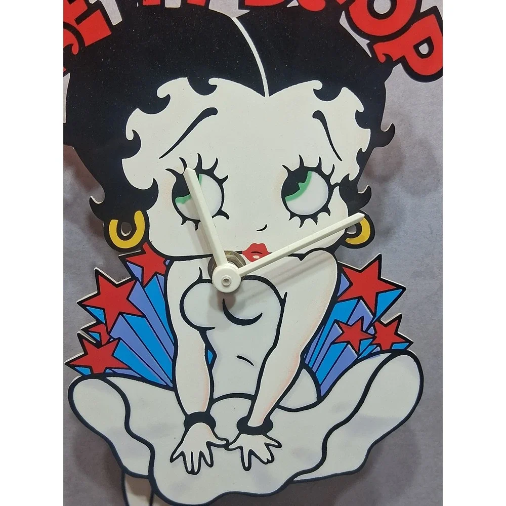 Vintage Betty Boop Clock Pendulum Legs  Red and Blue Stars, White Dress Tested